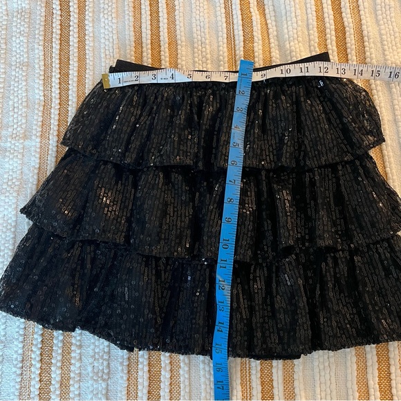 Cat & Jack Black Sequin Tiered Ruffle Skirt Girls L (10/12) | Holiday Party - Picture 9 of 11